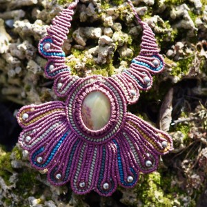 Naszyjnik Makrame- Agat- Odwaga, Pewność Siebie, Ochrona