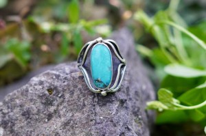 Pierścień z Turkusem- równowaga hormonalna, kamień nieba i ziemii- rozmiar 17